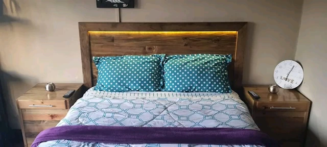 Wooden Headboard with Lighting
